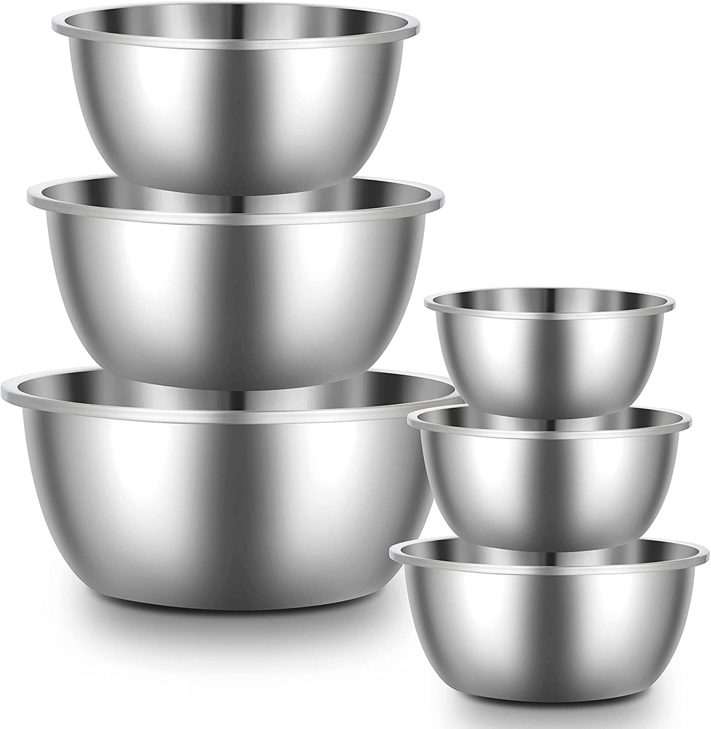 Stainless Steel Mixing Bowls Set - 6 Sizes for Versatile Kitchen Tasks - Heavy Duty and Easy to Clean - Rust Resistant - Ideal for Baking, Mixing, and More!