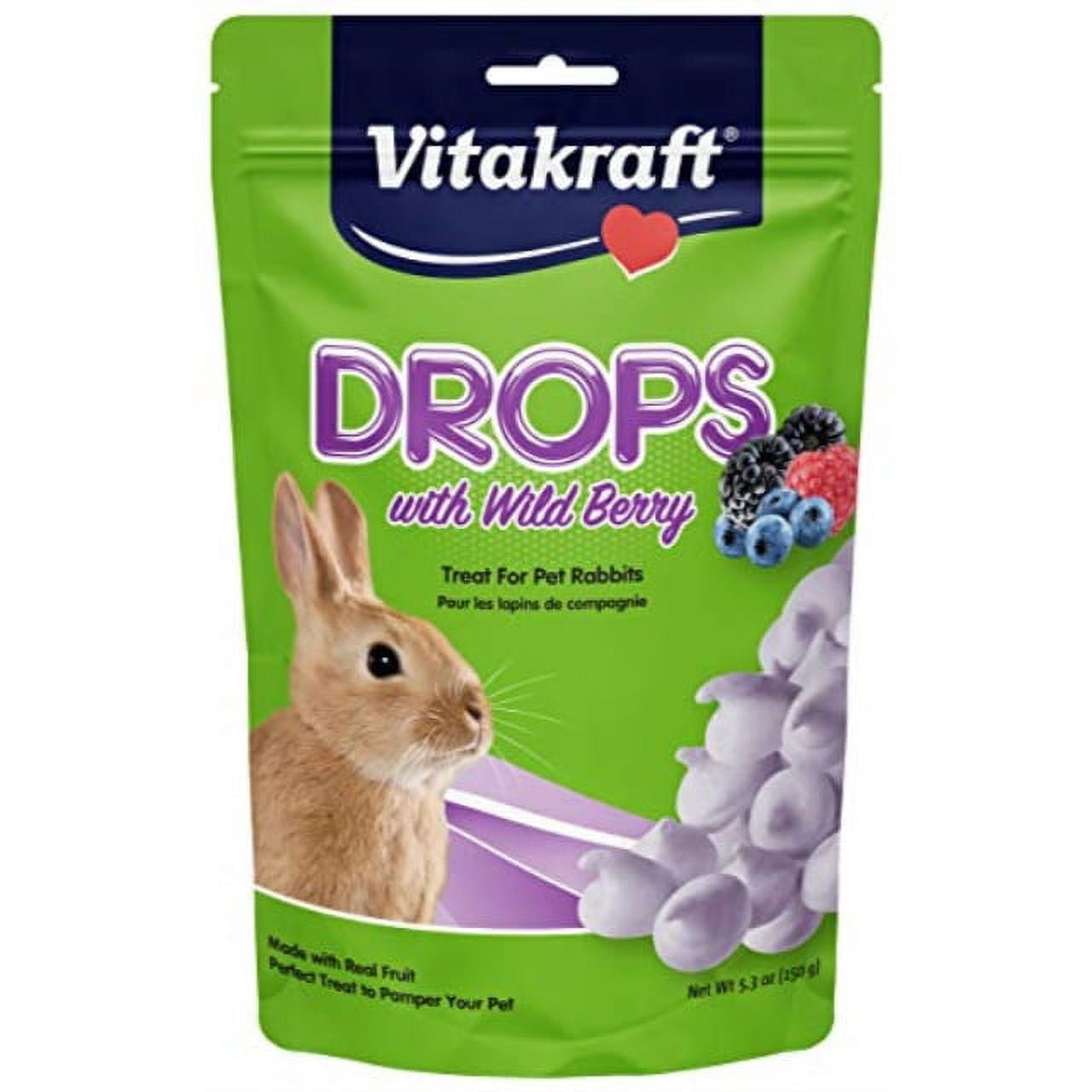 Vitakraft 25443 Wild Berry Flavor 5.3 oz. Pack Yogurt Treats Drops for Rabbits