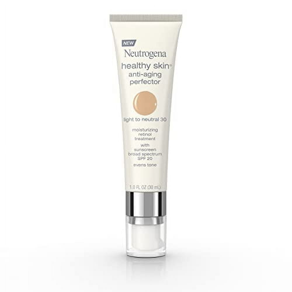 Neutrogena Healthy Skin Anti-Aging Perfector Tinted Facial Moisturizer and Retinol Treatment with Broad Spectrum SPF 20 Sunscreen with Titanium Dioxide, 30 Light to Neutral, 1 fl. oz