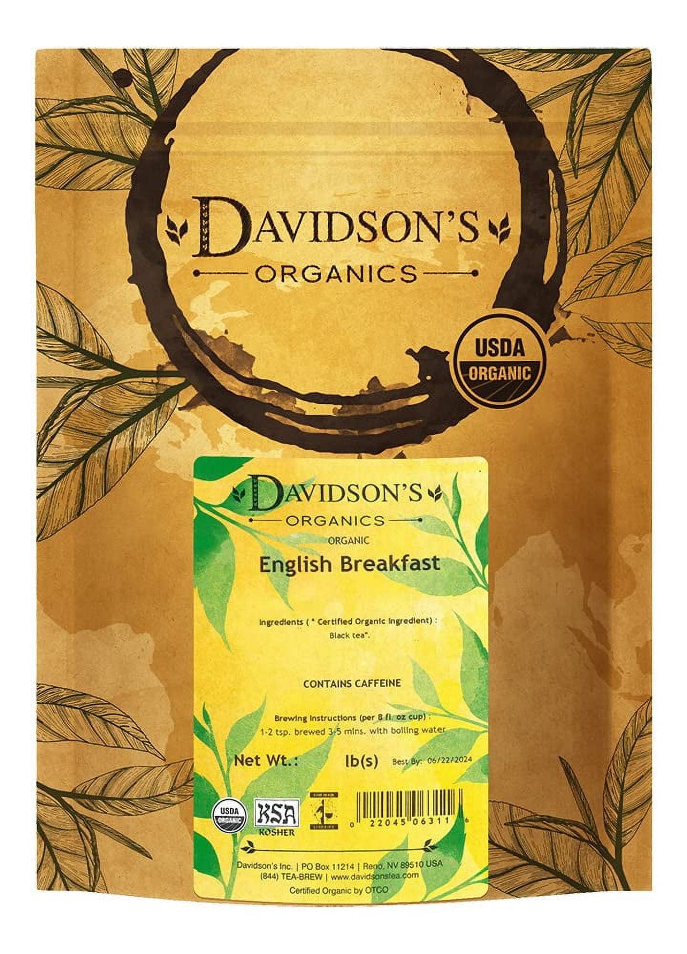 Davidson's Organics, English Breakfast, Loose Leaf Tea, 16-Ounce Bag