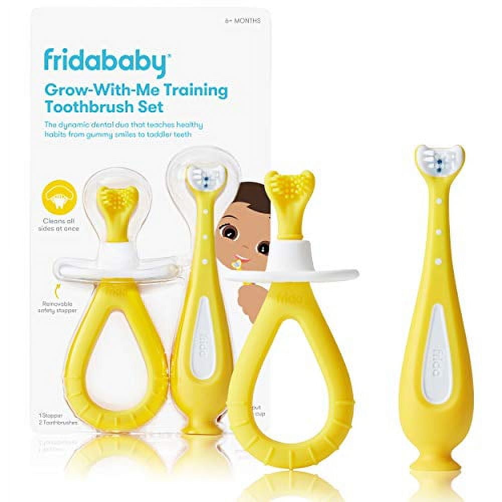 Grow-with-Me Training Toothbrush Set | Infant to Toddler Toothbrush Oral Care for Sensitive Gums by Frida Baby