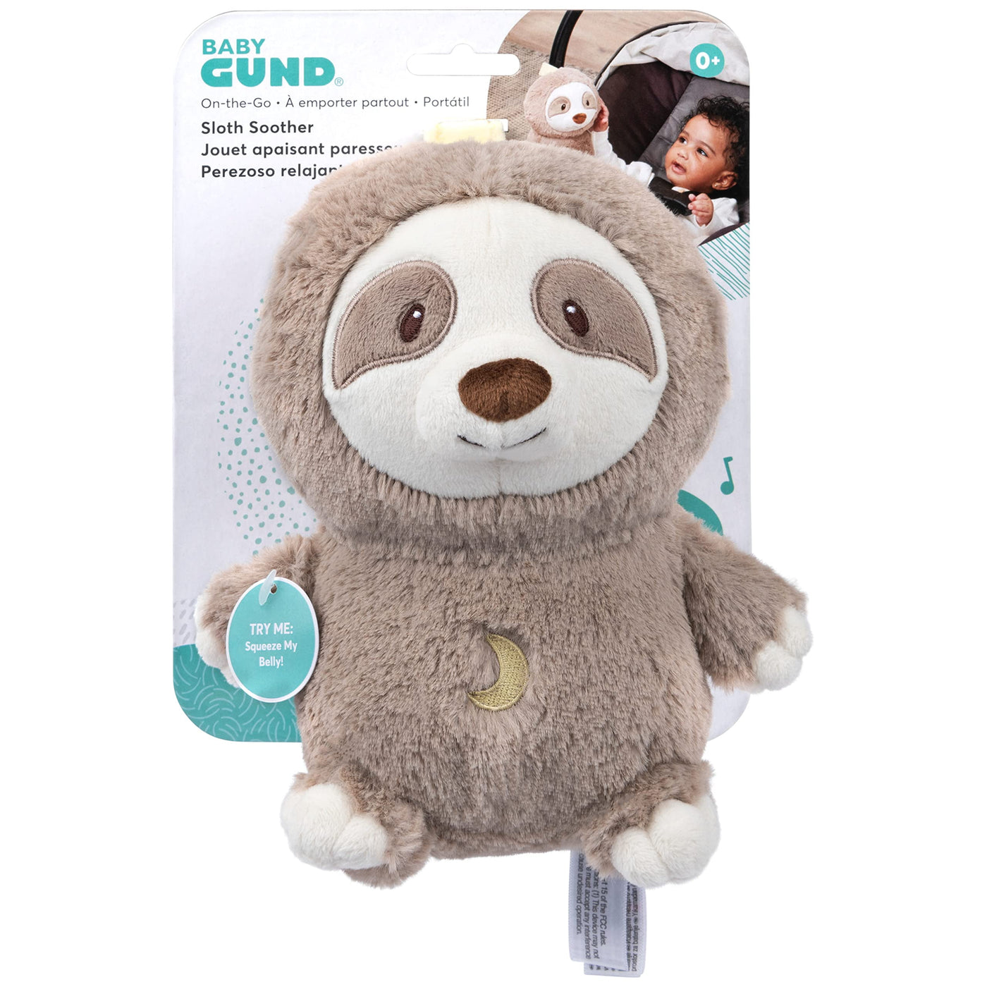 GUND Baby Lil Luvs On The Go Sloth Soother for Babies and Newborns, Plush Sloth Stuffed Animal Sound Toy, Brown/Cream, 6