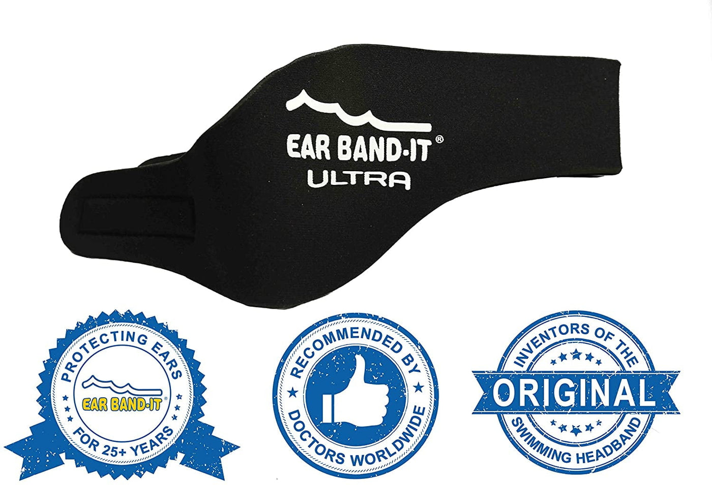 Ear Band-It Ultra Swimming Headband - Best Swimmer's Headband - Keep Water Out, Hold Earplugs in - Doctor Recommended - Water Protection - Secure Ear Plugs - Invented by ENT Physician