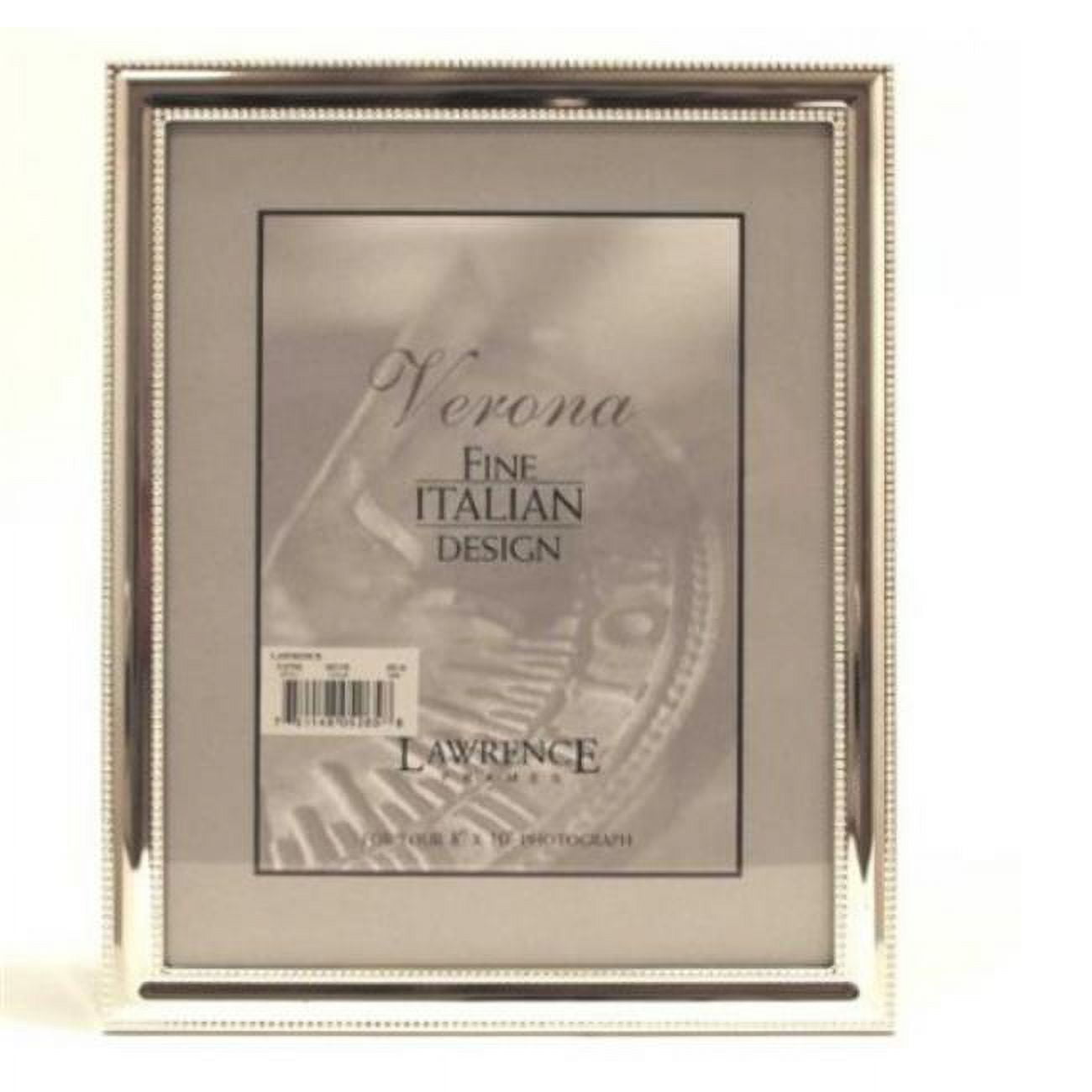 Lawrence Frames  Lawrence Frames 8x10 Metal Picture Frame Silver-Plate with Delicate Beading