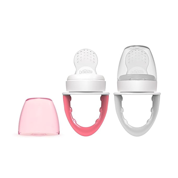 Dr. Brown's Designed to Nourish, Fresh Firsts Silicone Feeder, Pink & Gray, 2 Count