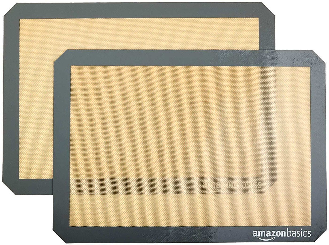 Silicone, Non-Stick, Food Safe Baking Mat, Pack of 2, New Beige/Gray, Rectangular, 16.5" x 11.6"