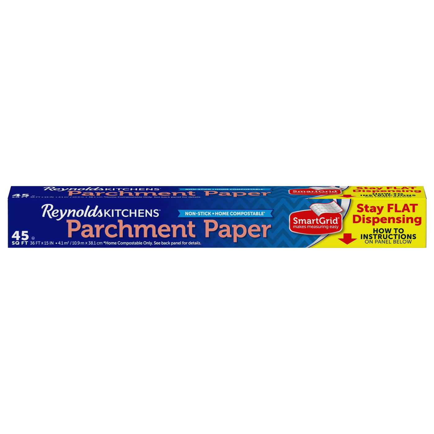 Reynolds Kitchens Stay Flat Parchment Paper with SmartGrid, 45 Square Feet