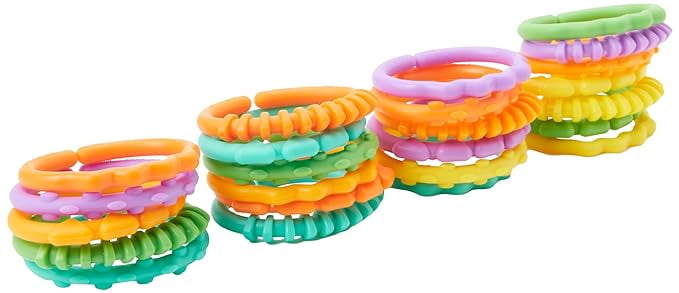 Bright Starts Lots of Links Rings - for Stroller or Carrier Seat - BPA-Free 24 Pcs, Ages 0 Months Plus