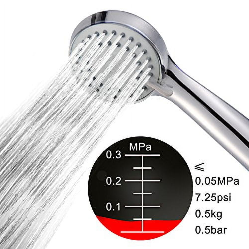 HO2ME High Pressure Handheld Shower Head with Powerful Shower Spray against Low Pressure Water Supply Pipeline, Multi-functions, w/ 79 inch Hose, Bracket, Flow Regulator, Chrome Finish