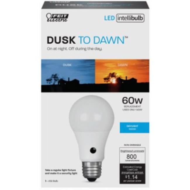 Feit A19 E26 (Medium) LED Dusk to Dawn Bulb Tunable White/Color Changing 60 Watt Equivalence 1 pk