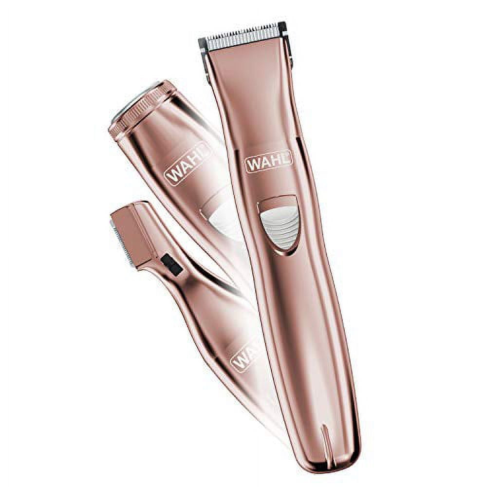 Wahl Clipper Corp Pure Confidence Rechargeable Razor, Shaver, & Groomer Women with 3 Interchangeable Heads, Rose Piece Set