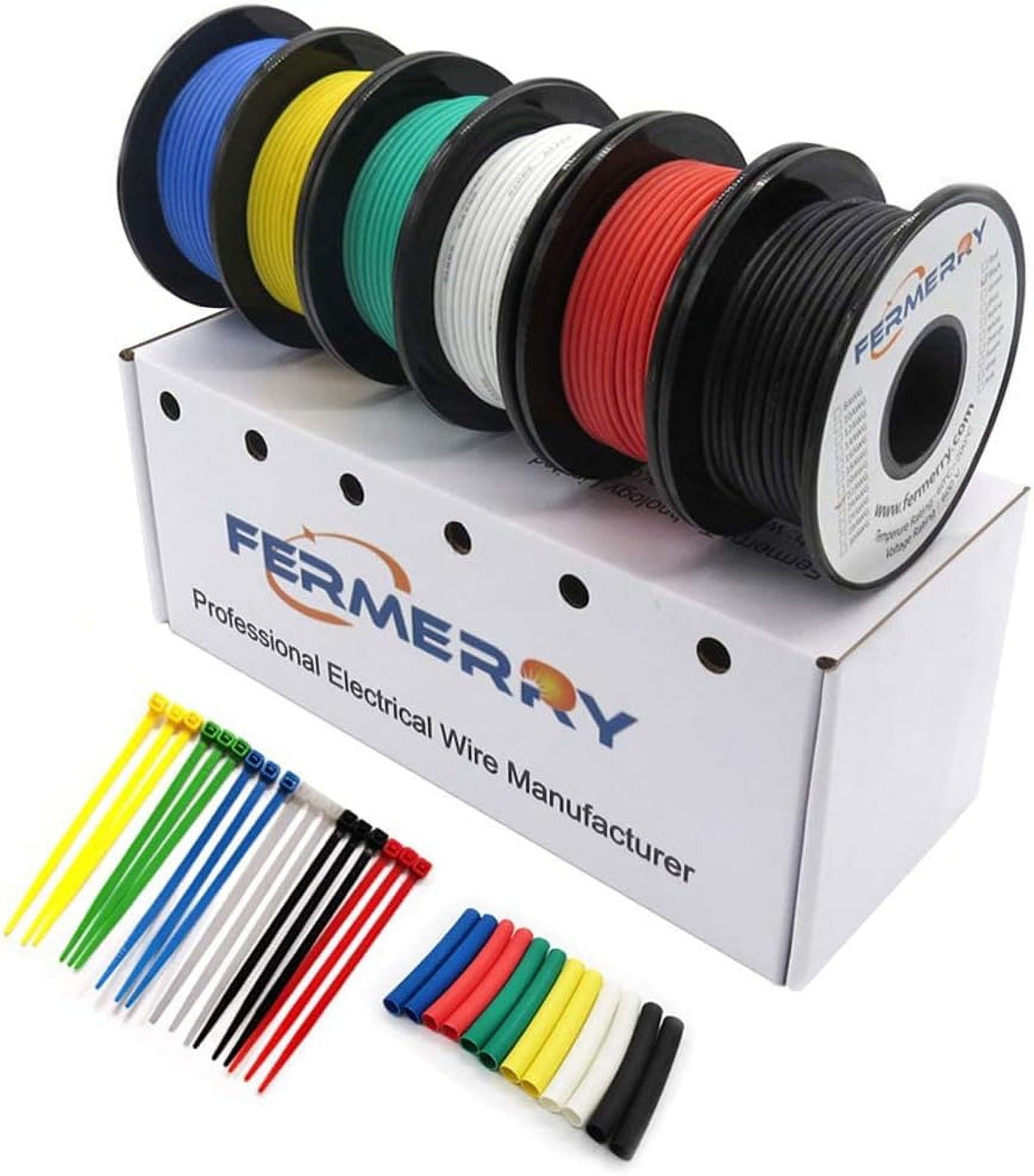 14AWG Silicone Wire Stranded Tinned Copper Wire 14 Gauge Electronic Automotive Hook up Wire 6 Colors 10Ft Each from Fermerry