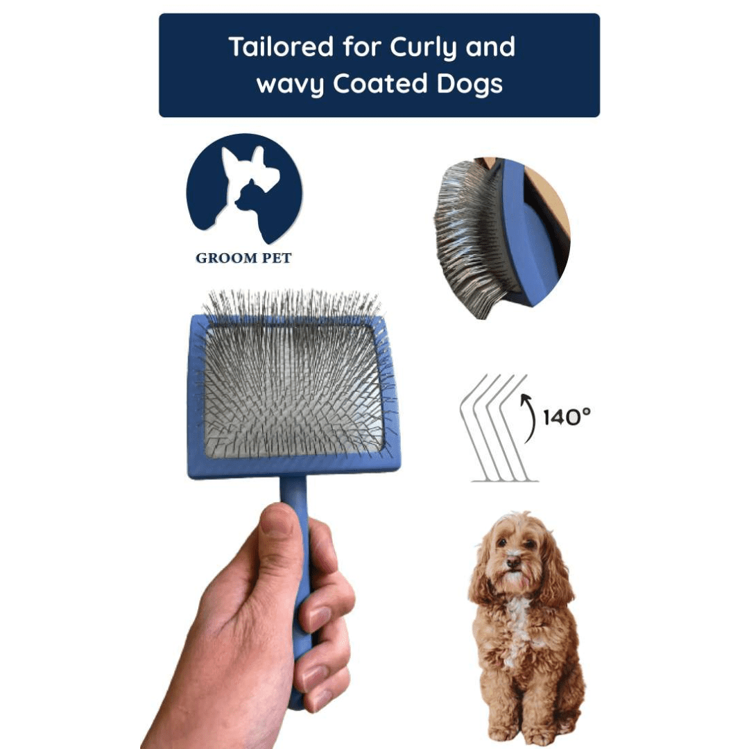 GROOM PET Premium Pet Grooming Brush, Effective Shedding & Gentle Deshedding Tool for Dogs and Cats, Comfortable Grip