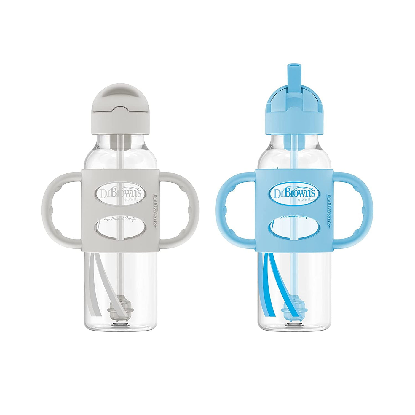 Milestones Narrow Sippy Straw Bottle | Spill-Proof with Silicone Handles | Transition to Big Kid Drinking | BPA-Free | 8 oz